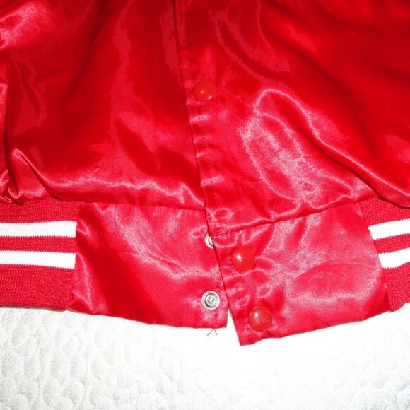 Red Satin Jacket Auburn UNISEX USA New Deadstock Vintage EXCELLENT - Picture 3 of 6